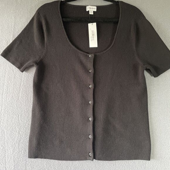 The Drop Womens Sz XXL Maxine Short-Sleeve Square-Neck Button-Front Rib Cardigan - Picture 2 of 7